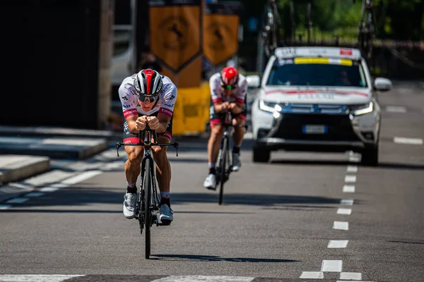 Verona Italia Junio 2019 Ciclista Profesional Reconocimiento Ruta Etapa Final — Foto de Stock