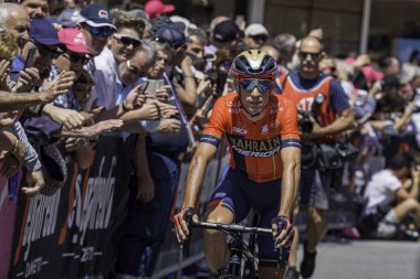 Treviso, İtalya 31 Mayıs 2019: Vincenzo Nibali Giro D 'Italia 2019' un 19. safhasının başlamasını bekliyor.