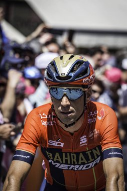 Treviso, İtalya 31 Mayıs 2019: Vincenzo Nibali Giro D 'Italia 2019' un 19. safhasının başlamasını bekliyor.