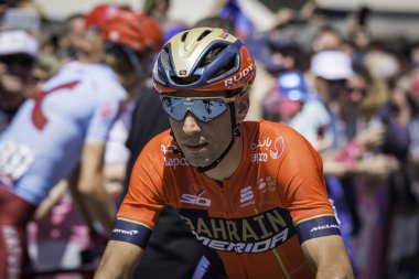 Treviso, İtalya 31 Mayıs 2019: Vincenzo Nibali Giro D 'Italia 2019' un 19. safhasının başlamasını bekliyor.