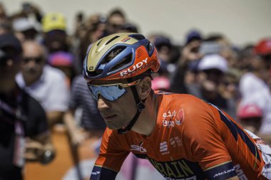 Treviso, İtalya 31 Mayıs 2019: Vincenzo Nibali Giro D 'Italia 2019' un 19. safhasının başlamasını bekliyor.