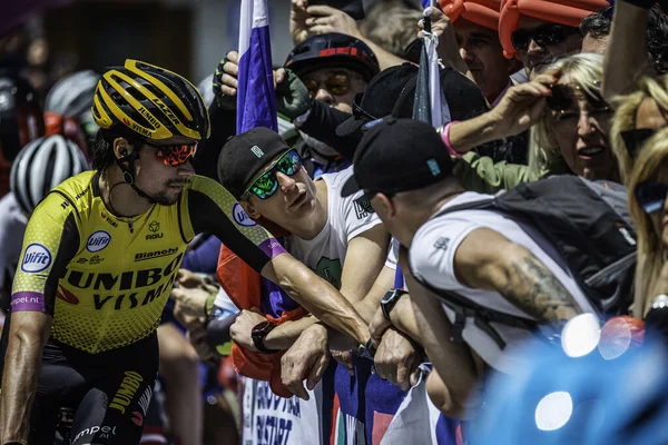 Valdaora Itálie Května 2019 Primoz Roglic Setkává Svými Fanoušky Těsně — Stock fotografie