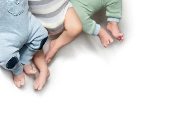 Triple. multiple pregnancy, newborn babies. twins brothers. Isolate. Copy space — Stock Photo, Image