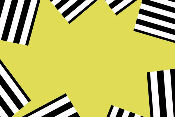 Żółte tło z czarno-białymi paskami — Zdjęcie stockowe
