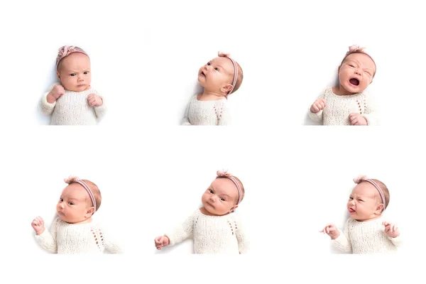 Émotions Nouveau Fond Blanc Espace Copie Drôle Visage Enfant Des — Photo