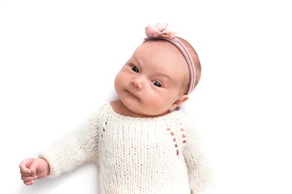 Neugeborenes Gähnt Weißer Hintergrund Kopierraum Schlaftrinker Lustiges Kindergesicht Emotionen Tagesablauf — Stockfoto