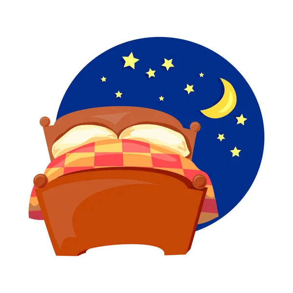 Bed, night, crescent moon, star — Stock Vector