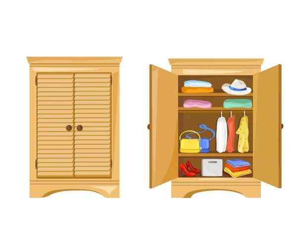 Offener und geschlossener Kleiderschrank Stockillustration