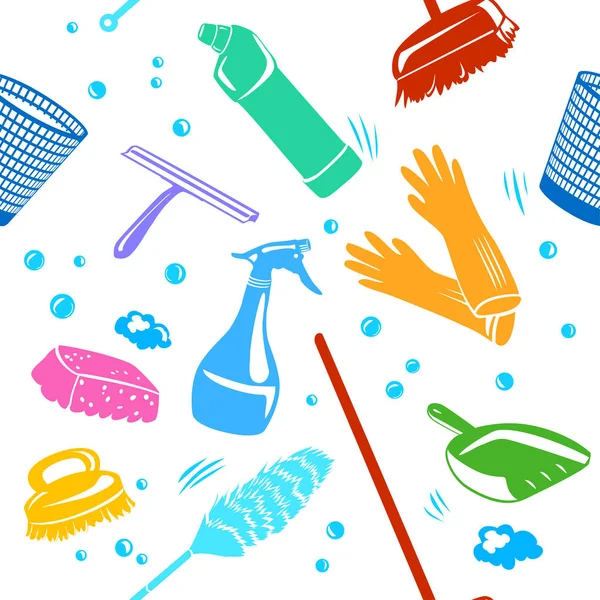 Narzędzia do czyszczenia w domu bezszwowe tło Wektor Stockowy