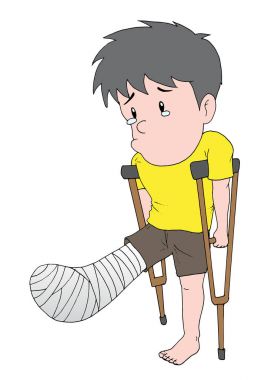 Kırık bacak bir adamla bir çizimi