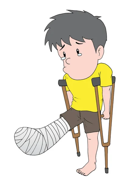 Illustration d'un homme avec une jambe cassée — Image vectorielle