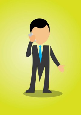 İşadamı cellphone ile konuşuyor karikatür illstration