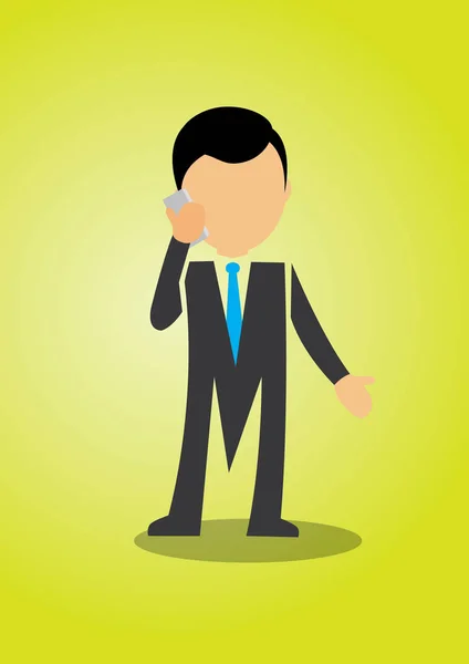 Ilustración de dibujos animados del hombre de negocios hablando con el teléfono celular — Archivo Imágenes Vectoriales
