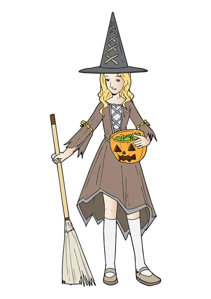 Bruxa com um traje de noivo helloween —  Vetores de Stock