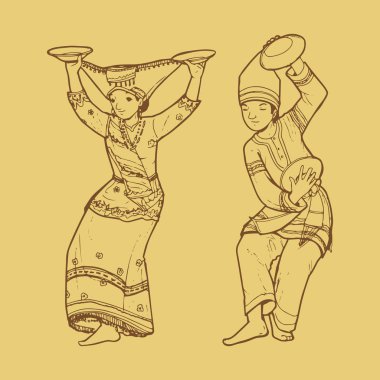 Traditional Indonesian dance, Tari Piring clipart