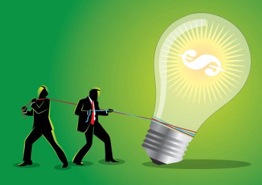 İki işadamı büyük ampul kadar çekerek