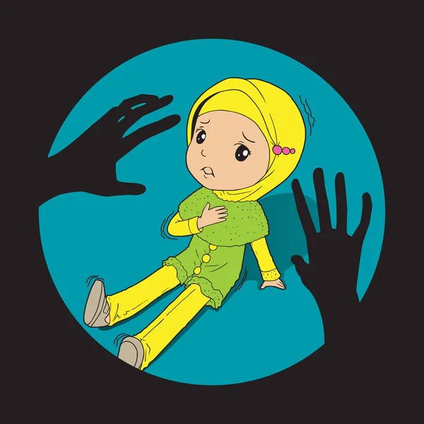 Illustration Une Jeune Fille Victime Abus — Image vectorielle