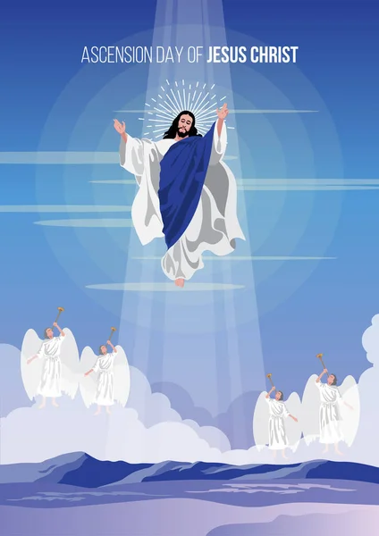 Illustration Ascension Day Jesus Christ — Stock Vector