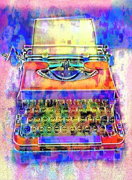Psychadelic Retro Vintage Typewriter 1960S Graphic — Stock Photo, Image