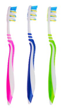 beyaz üzerine üç diş fırçaları