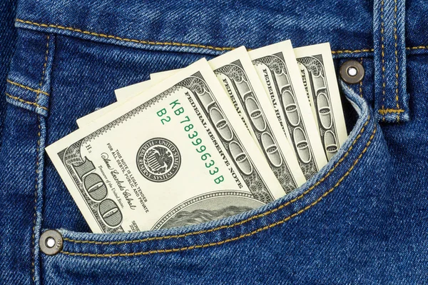Kot pantolon cebinde closeup Doları banknot