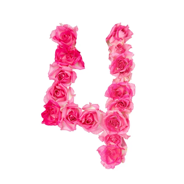 Numero Composto Rose Sfondo Bianco Isolato Rose Rosa Elemento Decorazione — Foto Stock