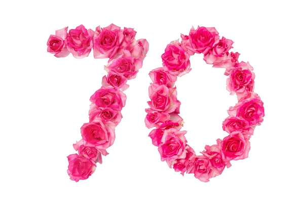 Numero Composto Rose Sfondo Bianco Isolato Rose Rosa Elemento Decorazione — Foto Stock