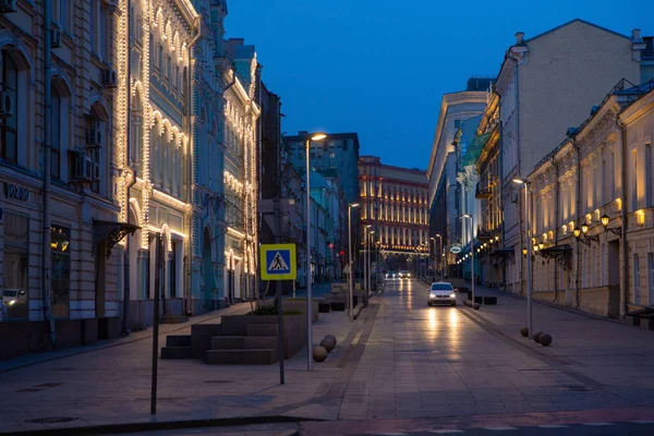 Rússia Moscou Maio 2020 Boa Noite Ruas Vazias Cidade Quarentena — Fotografia de Stock
