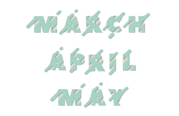 Lettering Μάρτιος Απρίλιος Μάιος Για Σχεδιασμό Ημερολογίου Ενδιαφέρουσα Γραμματοσειρά Στυλ — Φωτογραφία Αρχείου