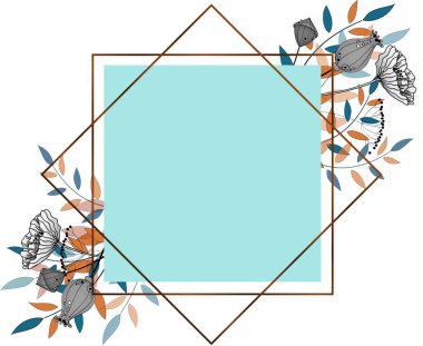 Elle çizilmiş küçük bahçem daire çerçevesi ve saksılarda bitkiler.