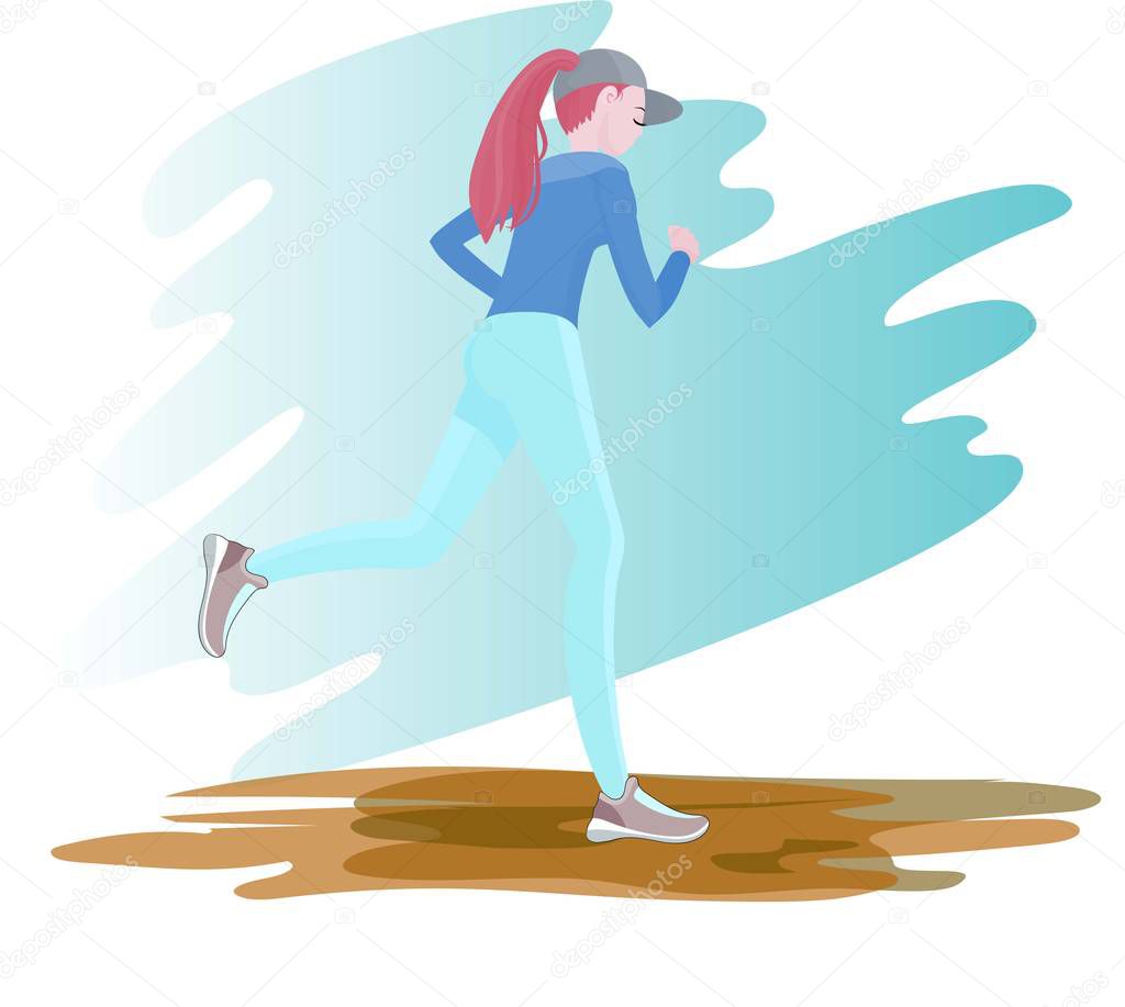 Illustration of a sports girl on blue