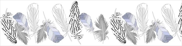 SBoho Cute Vector Graphic Seamless Feather Pattern — 스톡 벡터