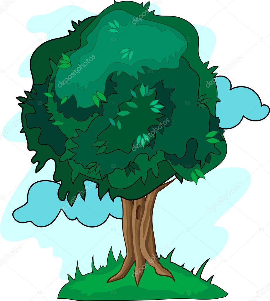 Life happens on a tree with the concept of wild nature. Vector illustration