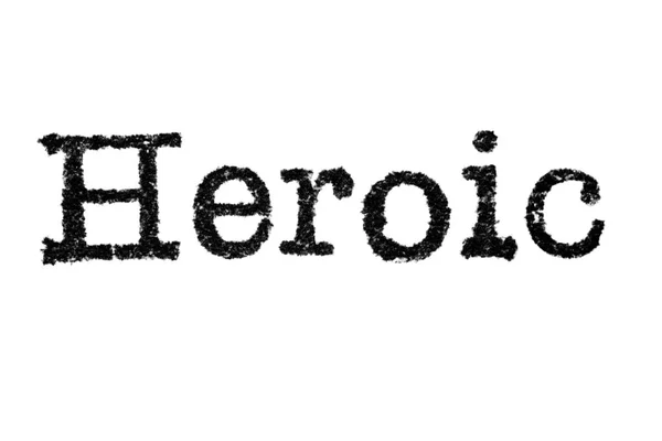 Het woord "Heldhaftig" van een schrijfmachine op wit — Stockfoto