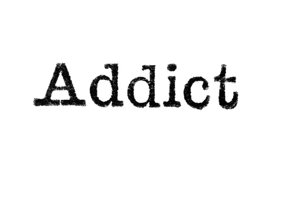 The word "Addict" from a typewriter on white — Stock Photo, Image