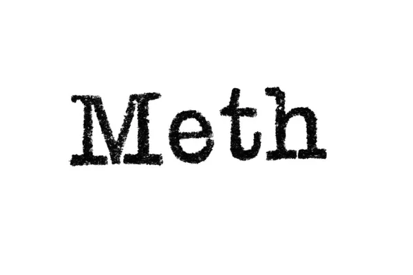 Het woord "Meth" van een schrijfmachine op wit — Stockfoto