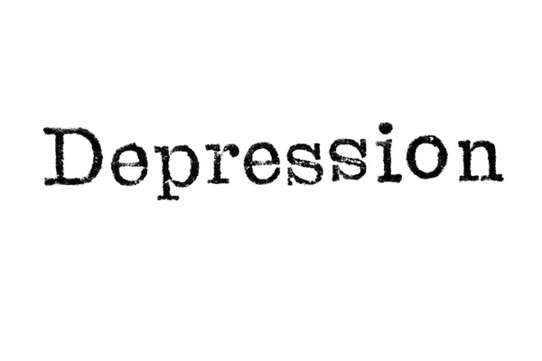 Słowo "Depresja", z maszyny do pisania na białym — Zdjęcie stockowe