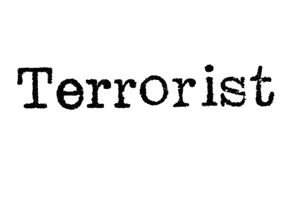 Słowo "Terrorysta", z maszyny do pisania na białym — Zdjęcie stockowe