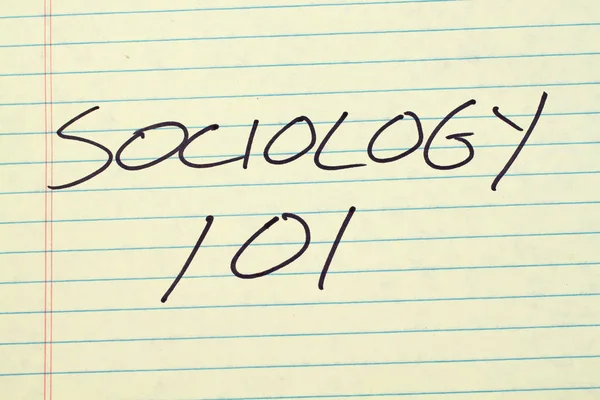 Sociologie 101 na žlutý právnický blok — Stock fotografie