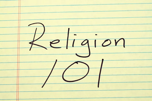 Religion 101 On A Yellow Legal Pad — Stock Photo, Image