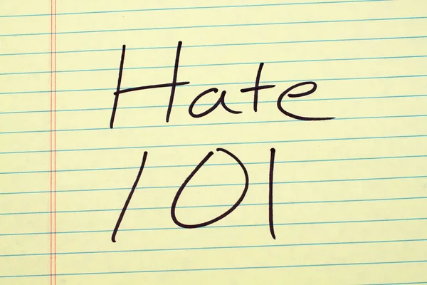 Hate 101 On A Yellow Legal Pad — Stock Photo, Image