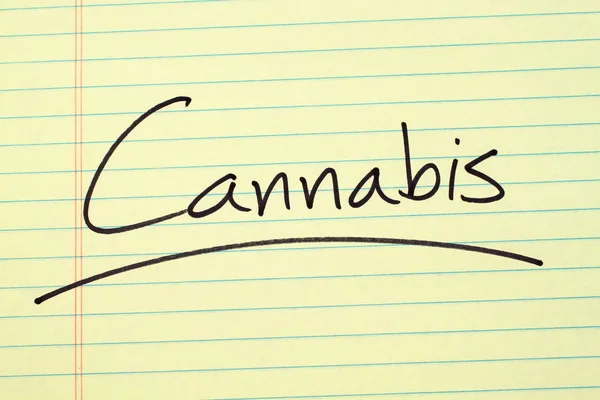 Cannabis On A Yellow Legal Pad — Stock Photo, Image