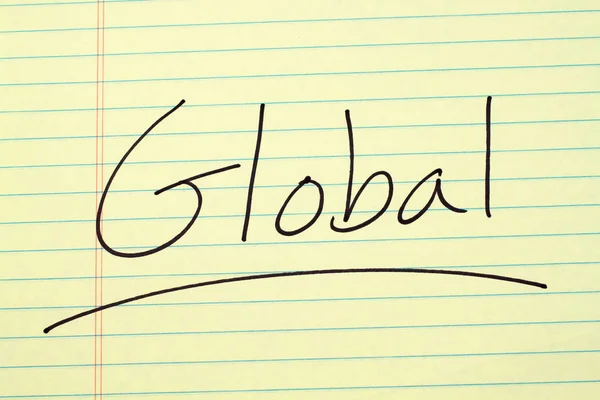 Global On A Yellow Legal Pad — Stock Photo, Image