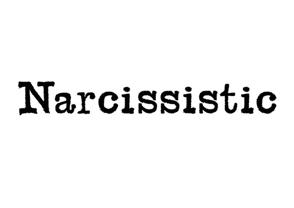 白い背景の上タイプライターから単語 Narcissistic — ストック写真