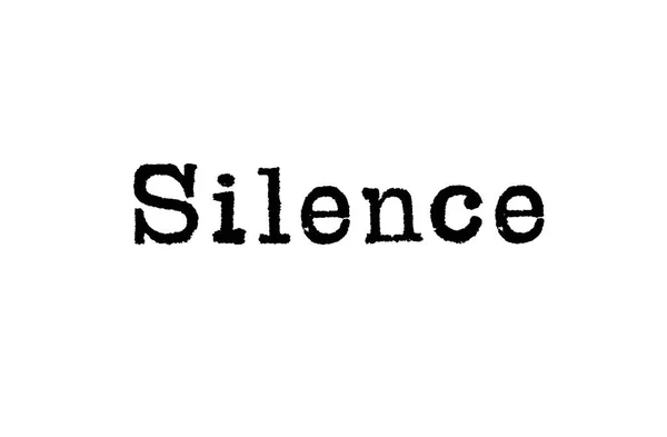 Mot Silence Une Machine Écrire Sur Fond Blanc — Photo