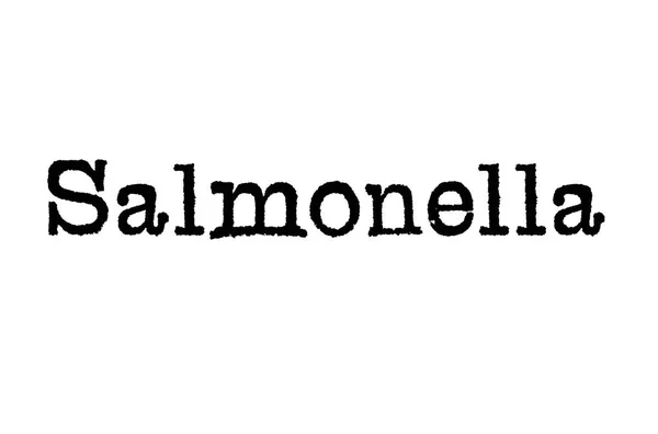 Het Woord Salmonella Van Een Schrijfmachine Een Witte Achtergrond Stockfoto