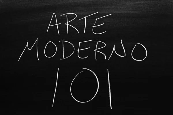 Las Palabras Arte Moderno 101 Una Pizarra Tiza Traducción Arte — Foto de Stock