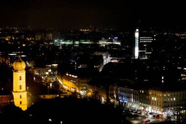 Graz, Avusturya - 08.02.2018: Schlossberg 'den Graz kasabasının manzarası