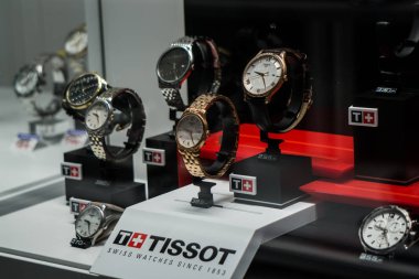 Graz, Avusturya - 08.02.2018: Tissot Graz 'da bir mağazada sergileniyor
