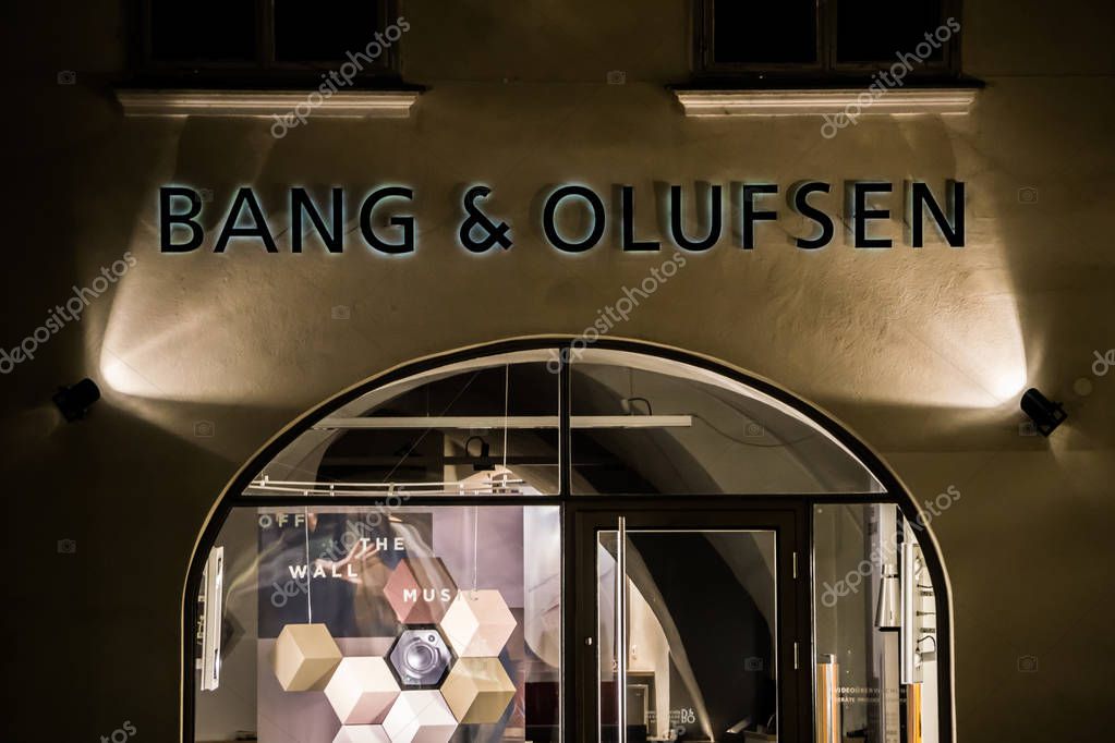 Graz, Austria - 08.02.2018: Bang and Olufsen logo above its Graz store